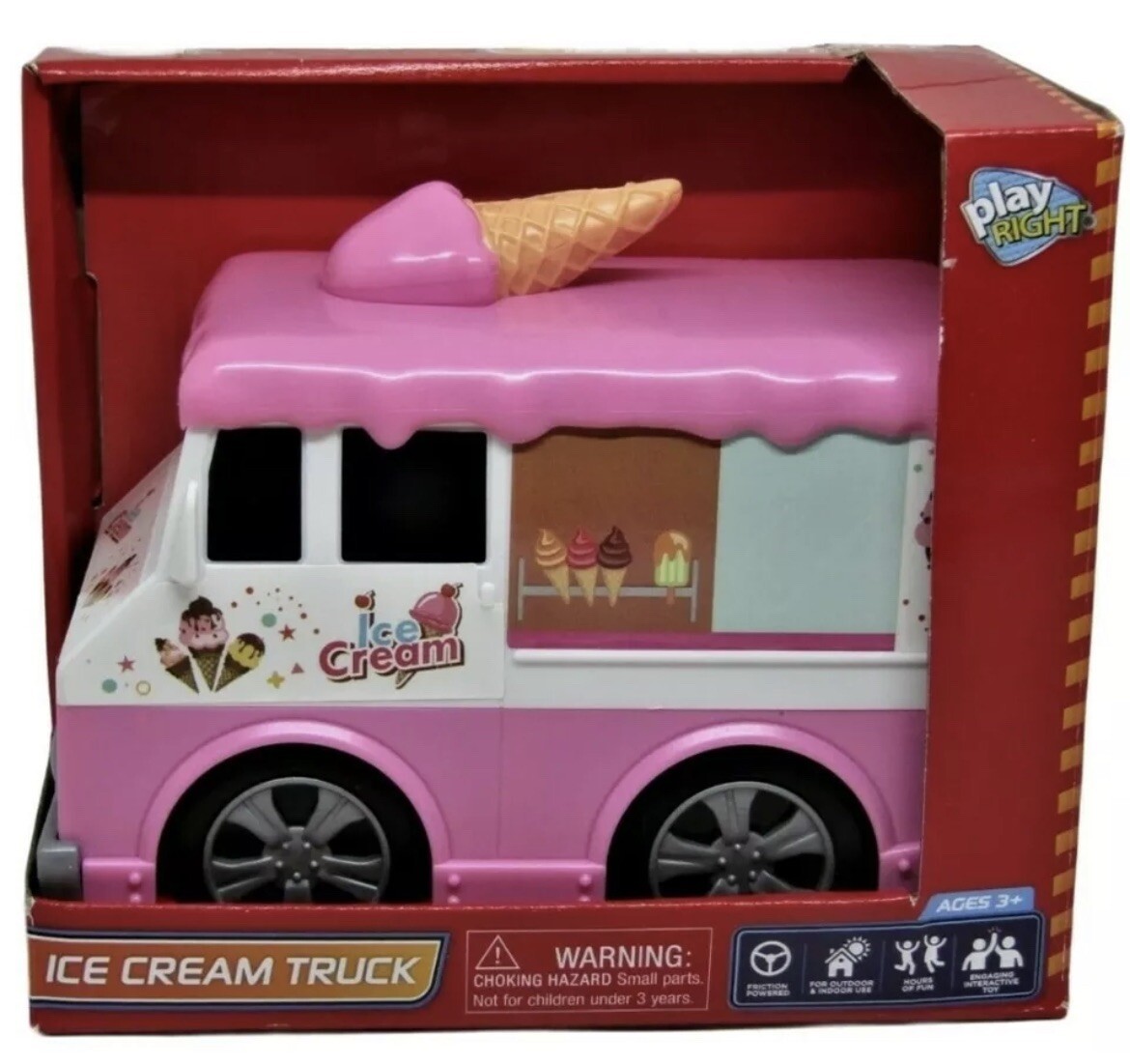 Push Back Ice Cream Truck Vehicle Engaging Interactive Toy 3+ By Play Right NEW